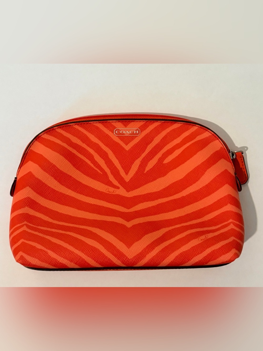 New Coach Orange Zebra Print Cosmetic Case